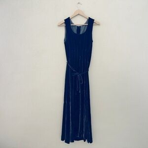 Vintage Velvet Silk Maxi Dress Sleeveless Empire Whimsigoth Y2K Dark Purple S